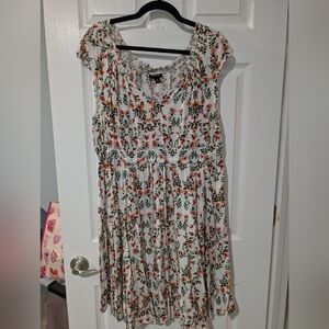 Torrid White Floral Mini Challis Tie-Front Skater Dress in Size 2 (18/20)
